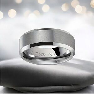 Engraved Stainless Steel Hip Hop Band Ring – Size 10